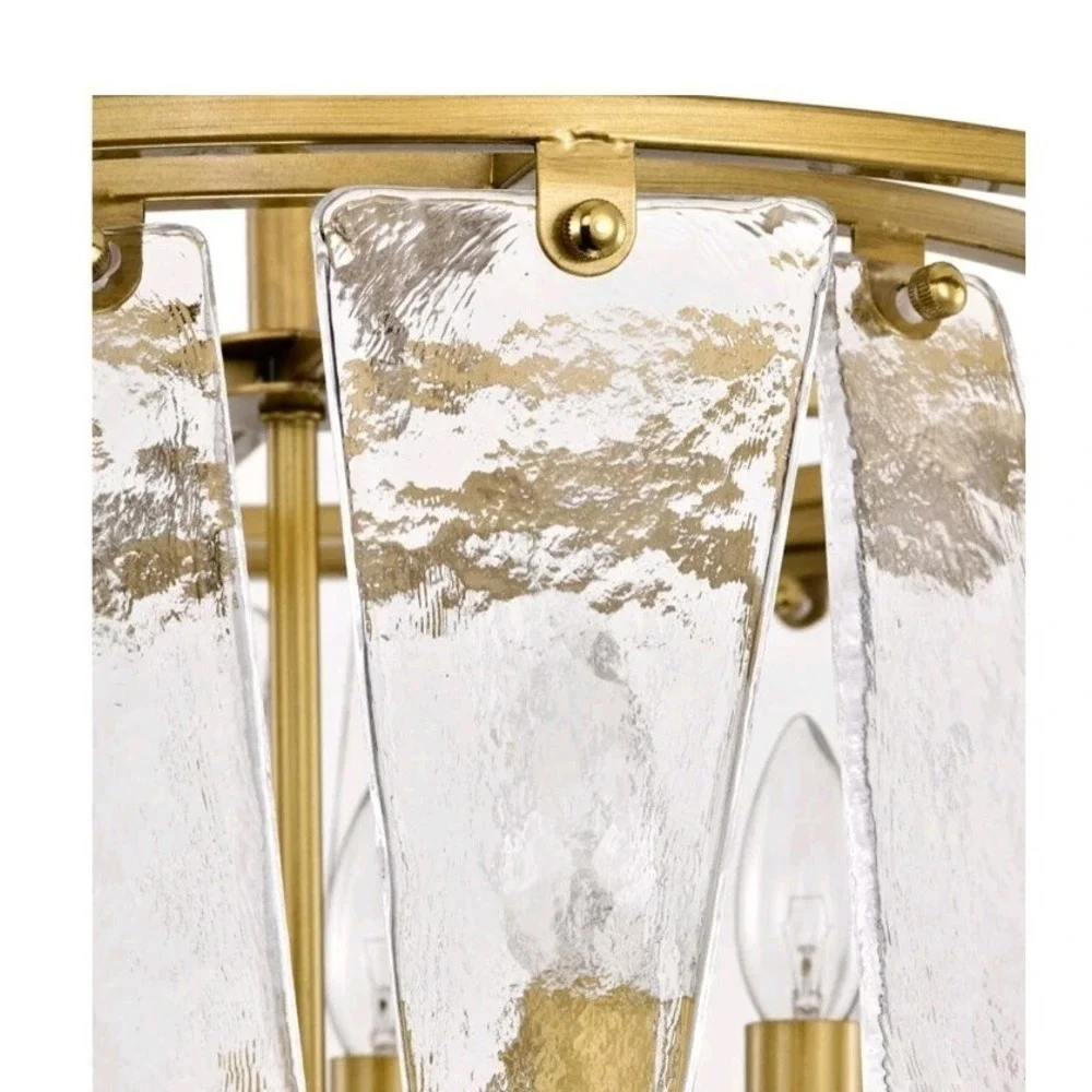 Laia Modern 5-Light Water Textured Glass Drum Round Chandelier FD-0838-PEC
